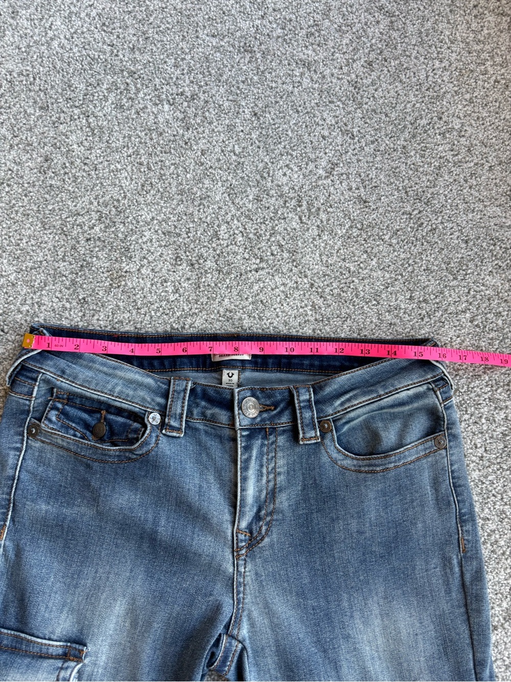 True Religion Becca Cargo Bootcut Jeans 30 Low Rise Y2K Rare Style - Picture 12 of 16